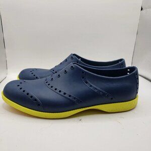BIION Spikeless Golf Shoes Mens 5 Womens 7 Blue yellow Oxford Slip On